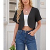 image:imageGRECERELLE Womens Summer Lightweight Cropped Cardigan ShrugBlack