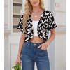 image:imageGRECERELLE Womens Summer Lightweight Cropped Cardigan ShrugBlack Butterfly