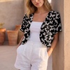 image:imageGRECERELLE Womens Summer Lightweight Cropped Cardigan ShrugBlack Butterfly