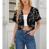 image:imageGRECERELLE Womens Summer Lightweight Cropped Cardigan ShrugBlack White Carving