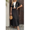 image:imageGRECERELLE Womens Summer Lightweight Cropped Cardigan ShrugBlack White Carving