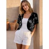 image:imageGRECERELLE Womens Summer Lightweight Cropped Cardigan ShrugBlack White Carving