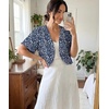 image:imageGRECERELLE Womens Summer Lightweight Cropped Cardigan ShrugBlue White Flower