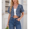 image:imageGRECERELLE Womens Summer Lightweight Cropped Cardigan ShrugBlue White Flower