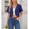 image:imageGRECERELLE Womens Summer Lightweight Cropped Cardigan ShrugDark Blue