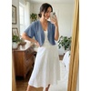 image:imageGRECERELLE Womens Summer Lightweight Cropped Cardigan ShrugHaze Blue
