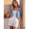 image:imageGRECERELLE Womens Summer Lightweight Cropped Cardigan ShrugHaze Blue