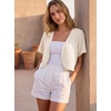 image:imageGRECERELLE Womens Summer Lightweight Cropped Cardigan ShrugIvory White
