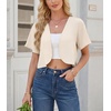 image:imageGRECERELLE Womens Summer Lightweight Cropped Cardigan ShrugIvory White