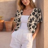image:imageGRECERELLE Womens Summer Lightweight Cropped Cardigan ShrugKhaki Black Flower