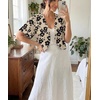 image:imageGRECERELLE Womens Summer Lightweight Cropped Cardigan ShrugKhaki Black Flower
