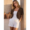 image:imageGRECERELLE Womens Summer Lightweight Cropped Cardigan ShrugLd Coffee