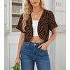 image:imageGRECERELLE Womens Summer Lightweight Cropped Cardigan ShrugLd Coffee