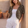 image:imageGRECERELLE Womens Summer Lightweight Cropped Cardigan ShrugLd Dark Khaki