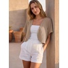 image:imageGRECERELLE Womens Summer Lightweight Cropped Cardigan ShrugLight Khaki