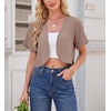 image:imageGRECERELLE Womens Summer Lightweight Cropped Cardigan ShrugLight Khaki