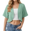 image:imageGRECERELLE Womens Summer Lightweight Cropped Cardigan ShrugMint Green