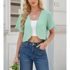 image:imageGRECERELLE Womens Summer Lightweight Cropped Cardigan ShrugMint Green