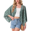 image:imageGRECERELLE Womens Summer Lightweight Cropped CardiganGreen White Flower