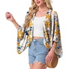 image:imageGRECERELLE Womens Summer Lightweight Cropped CardiganWhite Ink Daffodil