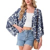image:imageGRECERELLE Womens Summer Lightweight Cropped CardiganWhite Palm Leaf