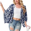 image:imageGRECERELLE Womens Summer Lightweight Cropped CardiganWhite Palm Leaf