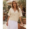image:imageGRECERELLE Womens Summer Lightweight Short Sleeve Cardigans Open Front V Neck Casual Knit Button Down SweaterApricot