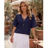 image:imageGRECERELLE Womens Summer Lightweight Short Sleeve Cardigans Open Front V Neck Casual Knit Button Down SweaterNavy Blue