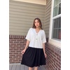 image:imageGRECERELLE Womens Summer Lightweight Short Sleeve Cardigans Open Front V Neck Casual Knit Button Down SweaterWhite