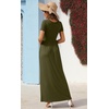image:imageGRECERELLE Womens Summer Long Maxi Dresses 2026 Short Sleeve V Neck Casual Button Dress with PocketsAmry Green