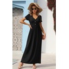 image:imageGRECERELLE Womens Summer Long Maxi Dresses 2026 Short Sleeve V Neck Casual Button Dress with PocketsBlack