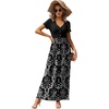 image:imageGRECERELLE Womens Summer Long Maxi Dresses 2026 Short Sleeve V Neck Casual Button Dress with PocketsBlack White