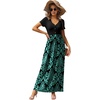 image:imageGRECERELLE Womens Summer Long Maxi Dresses 2026 Short Sleeve V Neck Casual Button Dress with PocketsBlue Green