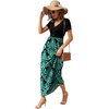 image:imageGRECERELLE Womens Summer Long Maxi Dresses 2026 Short Sleeve V Neck Casual Button Dress with PocketsBlue Green