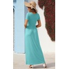 image:imageGRECERELLE Womens Summer Long Maxi Dresses 2026 Short Sleeve V Neck Casual Button Dress with PocketsCyan
