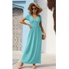 image:imageGRECERELLE Womens Summer Long Maxi Dresses 2026 Short Sleeve V Neck Casual Button Dress with PocketsCyan