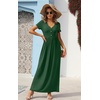 image:imageGRECERELLE Womens Summer Long Maxi Dresses 2026 Short Sleeve V Neck Casual Button Dress with PocketsDrak Green