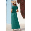 image:imageGRECERELLE Womens Summer Long Maxi Dresses 2026 Short Sleeve V Neck Casual Button Dress with PocketsEmerald Blue