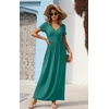 image:imageGRECERELLE Womens Summer Long Maxi Dresses 2026 Short Sleeve V Neck Casual Button Dress with PocketsEmerald Blue