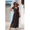 image:imageGRECERELLE Womens Summer Long Maxi Dresses 2026 Short Sleeve V Neck Casual Button Dress with PocketsFlower Mantian March Red