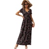 image:imageGRECERELLE Womens Summer Long Maxi Dresses 2026 Short Sleeve V Neck Casual Button Dress with PocketsFlower Mantian March Red