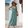 image:imageGRECERELLE Womens Summer Long Maxi Dresses 2026 Short Sleeve V Neck Casual Button Dress with PocketsHaze Blue