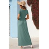 image:imageGRECERELLE Womens Summer Long Maxi Dresses 2026 Short Sleeve V Neck Casual Button Dress with PocketsHaze Blue