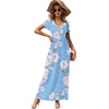 image:imageGRECERELLE Womens Summer Long Maxi Dresses 2026 Short Sleeve V Neck Casual Button Dress with PocketsKapok Light Blue