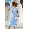 image:imageGRECERELLE Womens Summer Long Maxi Dresses 2026 Short Sleeve V Neck Casual Button Dress with PocketsKapok Light Blue