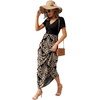 image:imageGRECERELLE Womens Summer Long Maxi Dresses 2026 Short Sleeve V Neck Casual Button Dress with PocketsKhaki