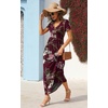 image:imageGRECERELLE Womens Summer Long Maxi Dresses 2026 Short Sleeve V Neck Casual Button Dress with PocketsLagerstroemia Wine