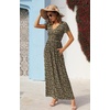 image:imageGRECERELLE Womens Summer Long Maxi Dresses 2026 Short Sleeve V Neck Casual Button Dress with PocketsLd Khaki