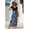 image:imageGRECERELLE Womens Summer Long Maxi Dresses 2026 Short Sleeve V Neck Casual Button Dress with PocketsNavy Blue Flower