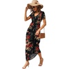 image:imageGRECERELLE Womens Summer Long Maxi Dresses 2026 Short Sleeve V Neck Casual Button Dress with PocketsRed Brown Black